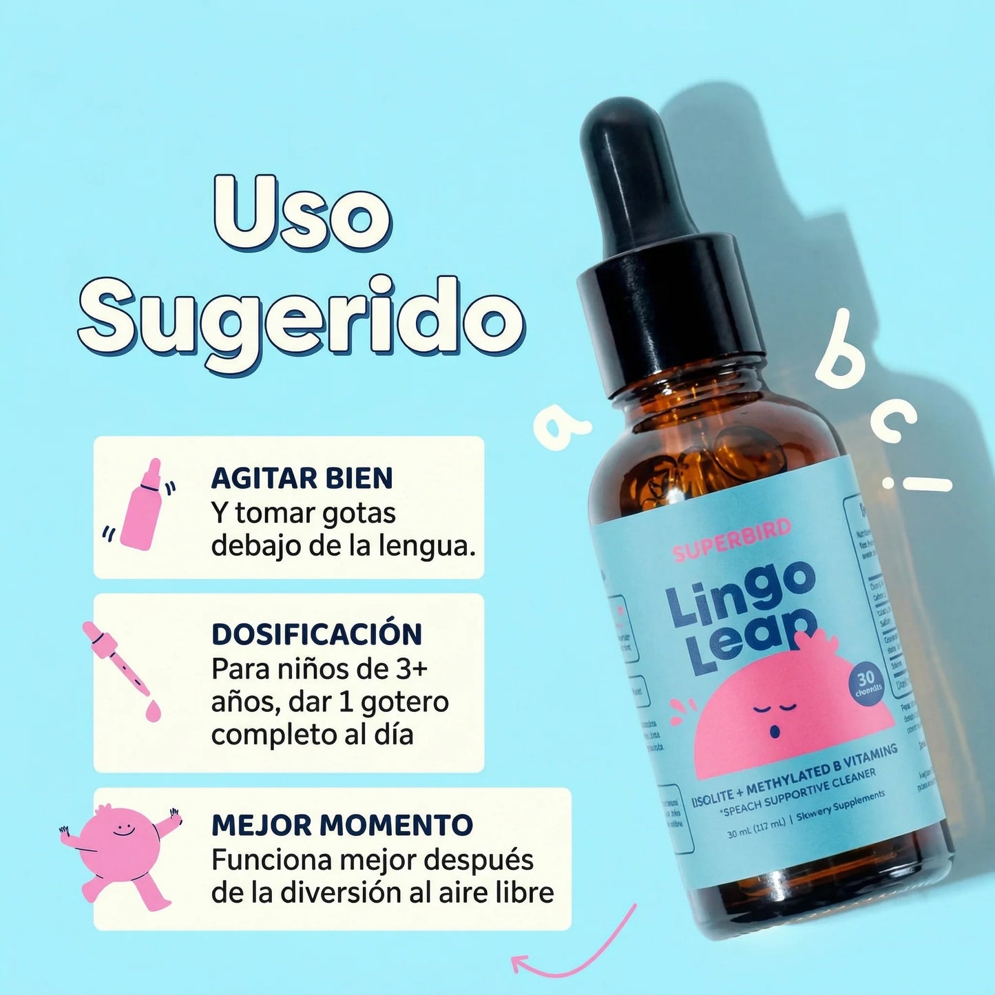 Lingo Leap Gotas con Zeolita + Vitamina B12 Activa y D3 | Gotas sin Azúcar