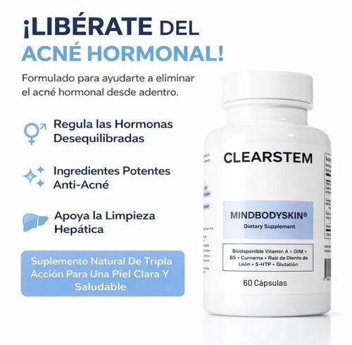 CLEARSTEM - MINDBODYSKIN Suplemento hormonal para el acné - OFERTA 2X1