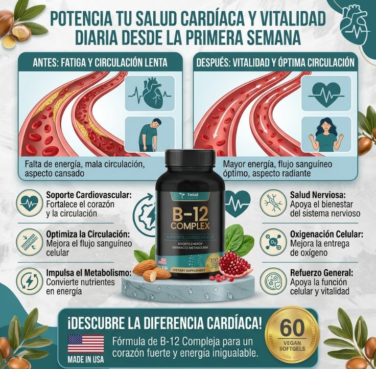 Vitamina B12 Complex, Energía, Vitalidad y Bienestar Diario - OFERTA 2X1