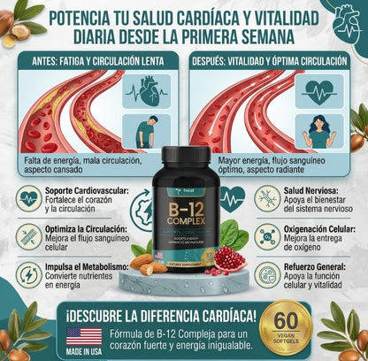 Vitamina B12 Complex, Energía, Vitalidad y Bienestar Diario - OFERTA 2X1