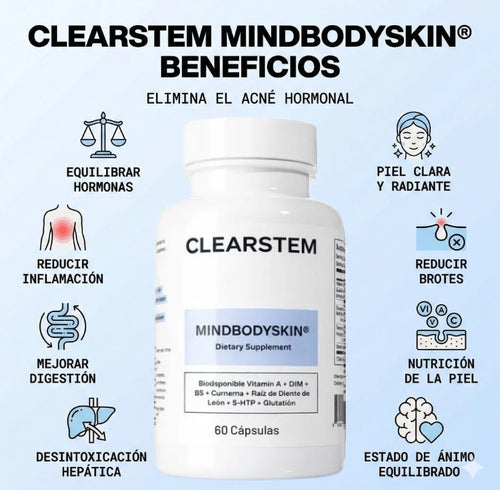 CLEARSTEM - MINDBODYSKIN Suplemento hormonal para el acné - OFERTA 2X1