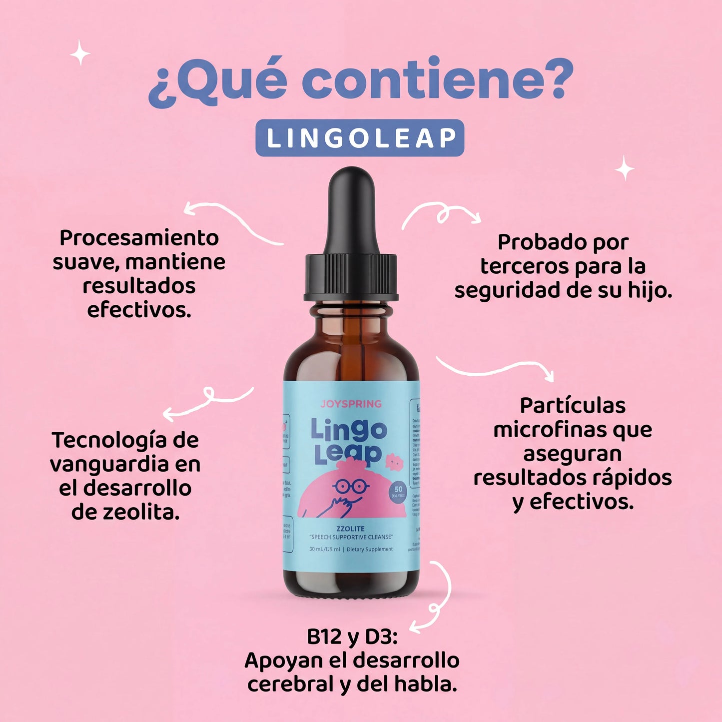 Lingo Leap Gotas con Zeolita + Vitamina B12 Activa y D3 | Gotas sin Azúcar